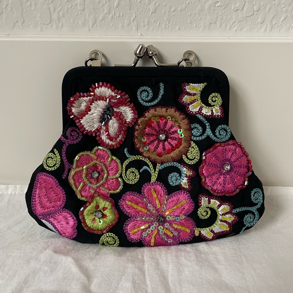 Vera Bradley 25th Anniversary Petite Purse Bag Embroidered Beaded Clutch 25 Year